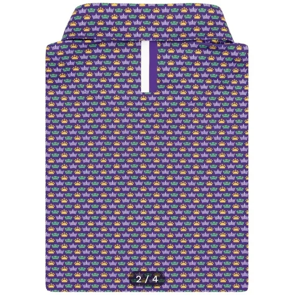 Rhoback Men's Crown Pattern Shirt - Purple and Yellow - Picture 2 of 5